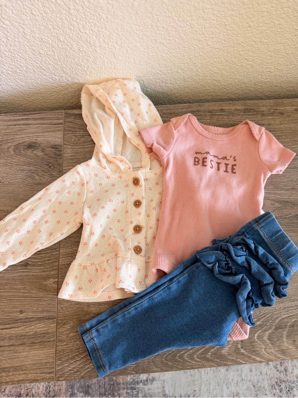 Carter's Cream Hooded Top with Pink Floral Print